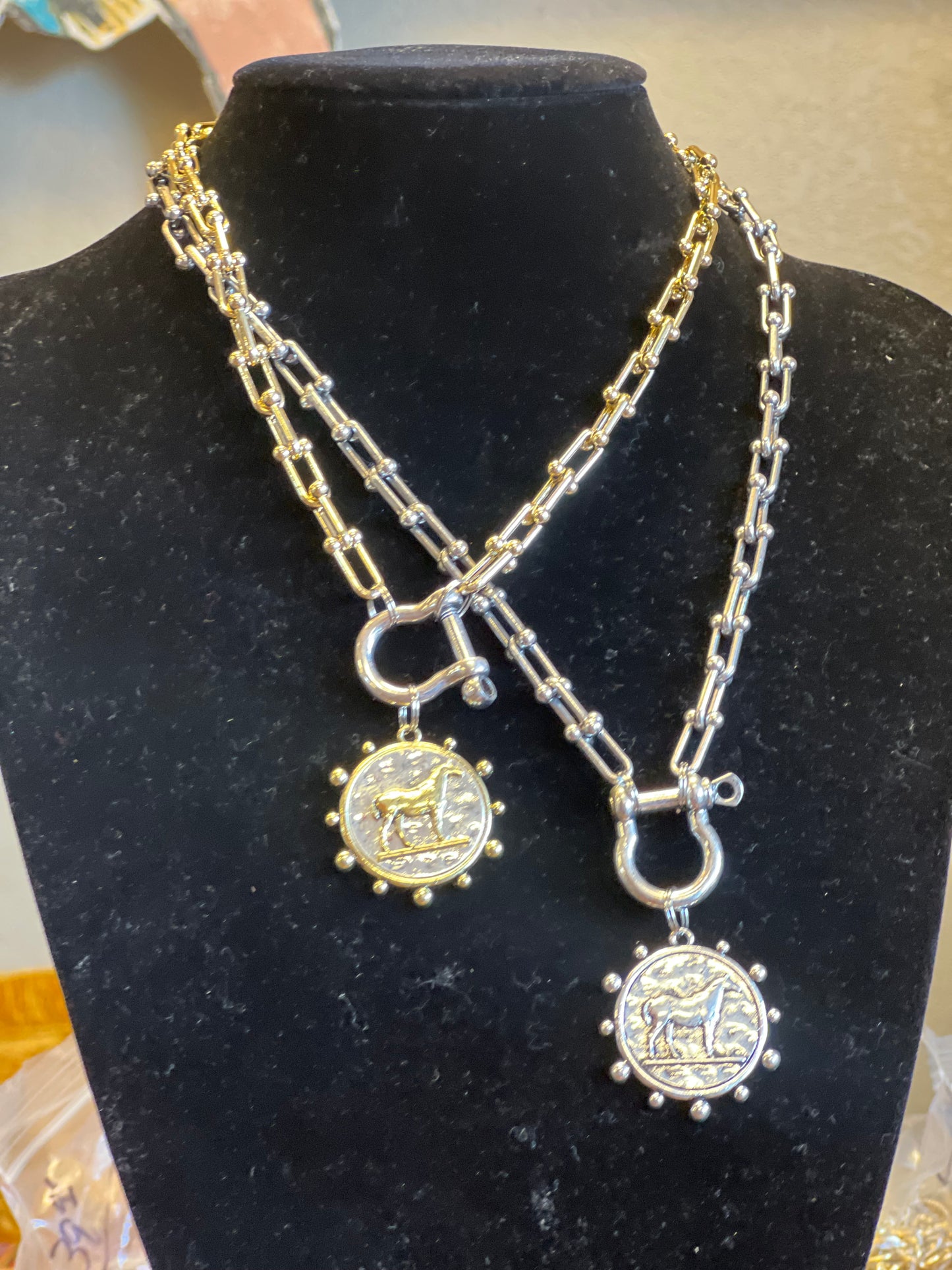 Horse Coin Pendant - Anchor Chain