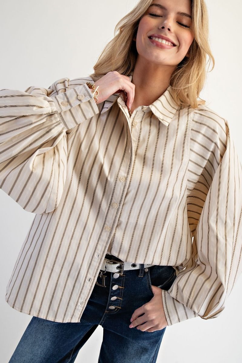 STRIPED BUTTON DOWN
WOVEN SHIRT