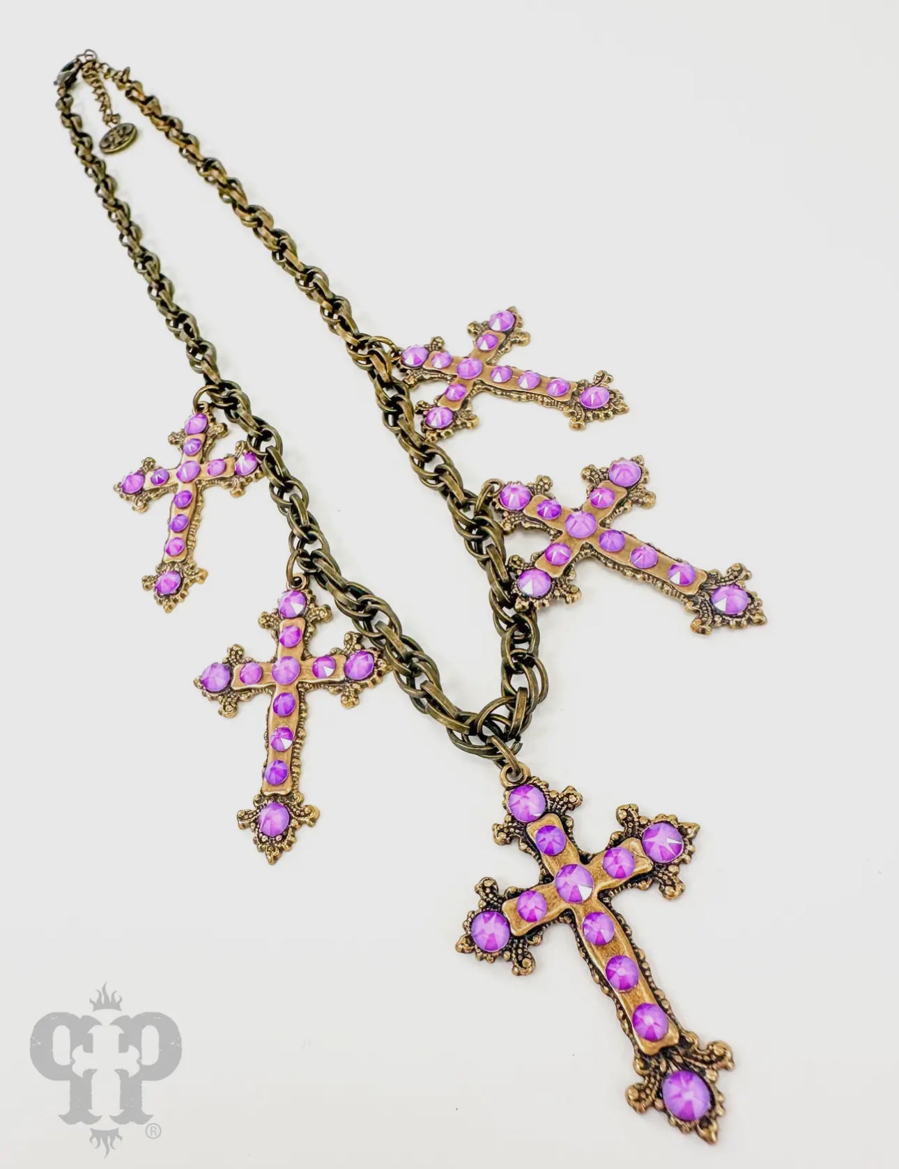 Multi-Cross Necklace with Austrian Crystals