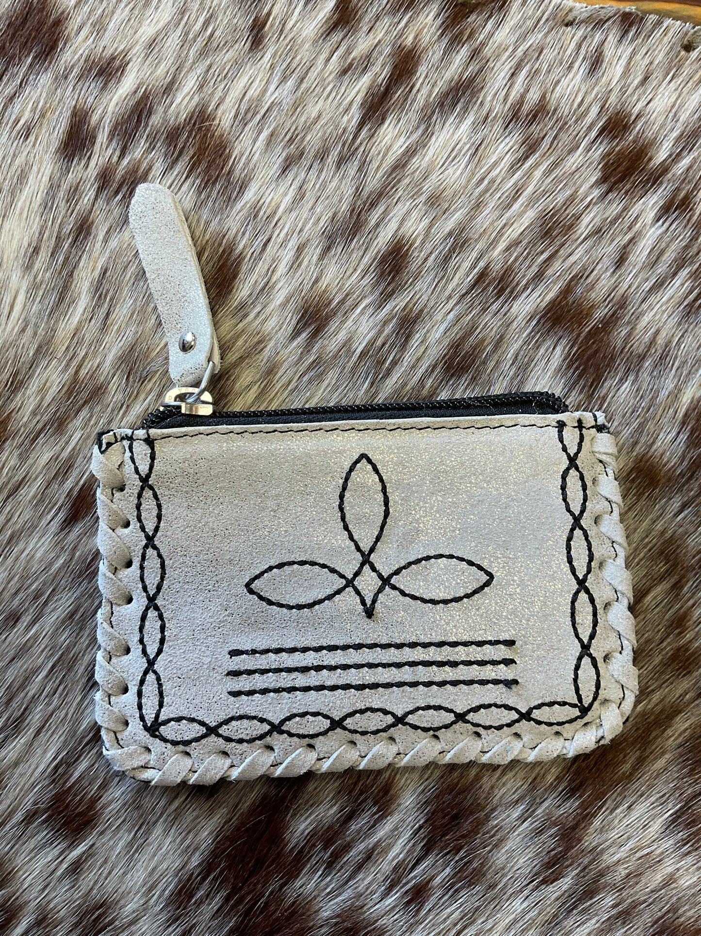 Suede Boot Stitch Coin Pouch
