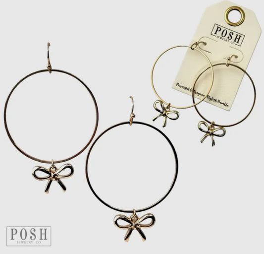 Bow Charms On A Circle Hoop Earring
