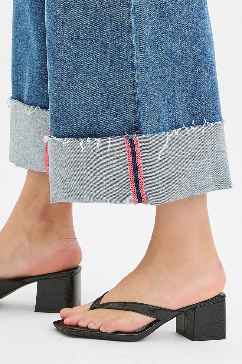 Risen - Mid Rise Crop Cuffed Jeans