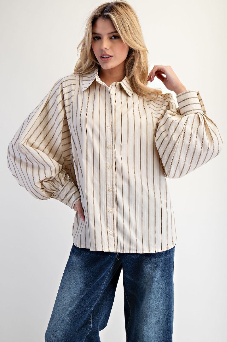 STRIPED BUTTON DOWN
WOVEN SHIRT