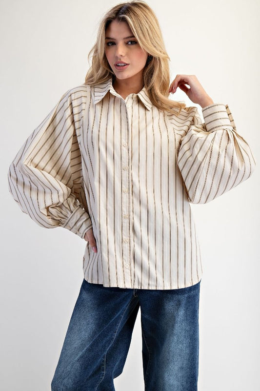 STRIPED BUTTON DOWN
WOVEN SHIRT