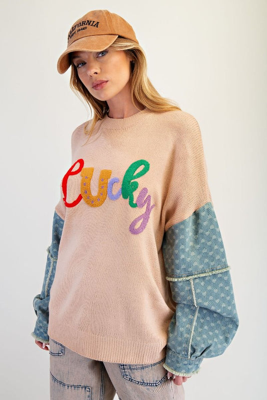LUCKY LETTER KNITTED SWEATER