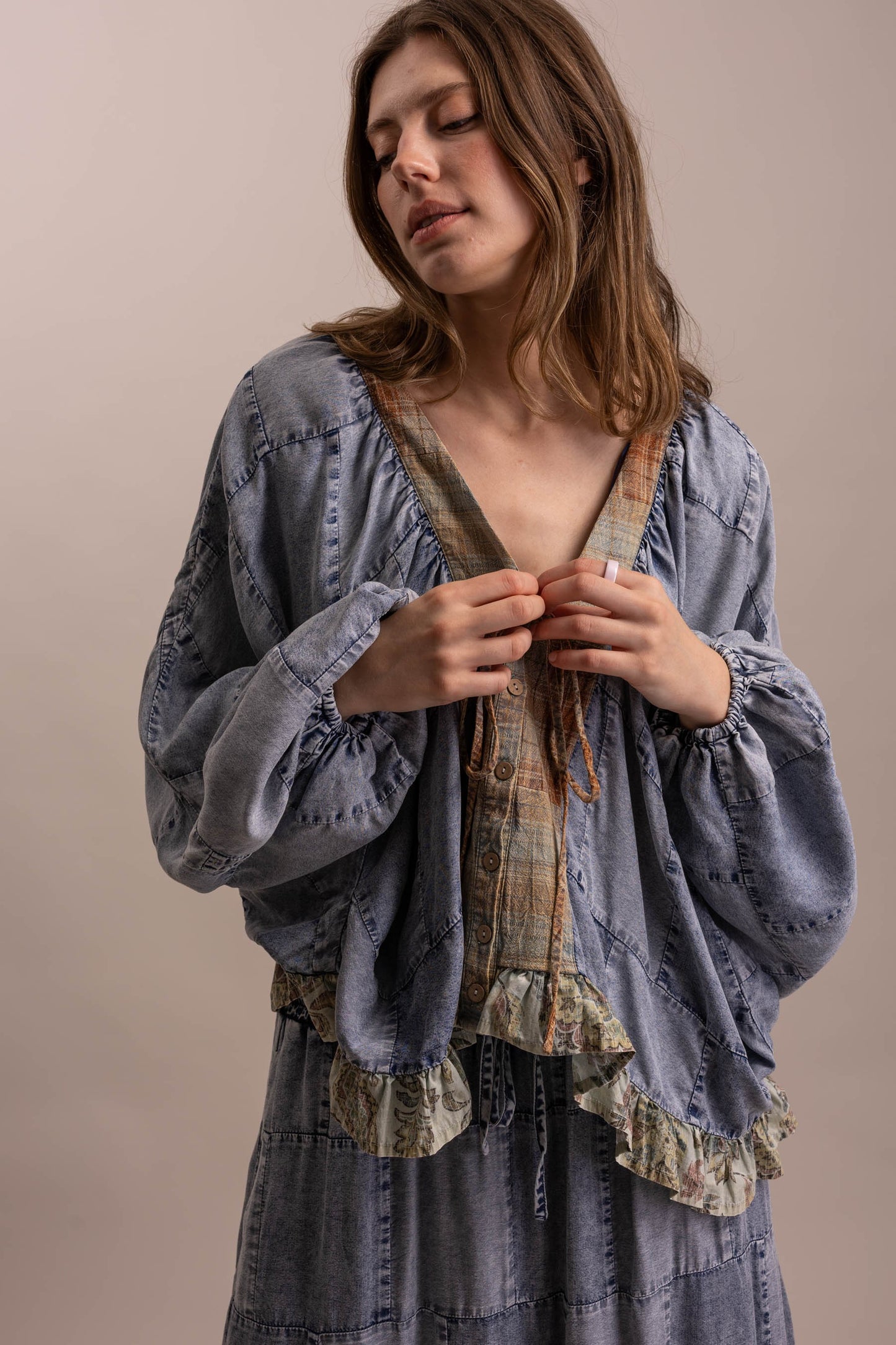 Denim Tiered Ruffle Skirt OR Top