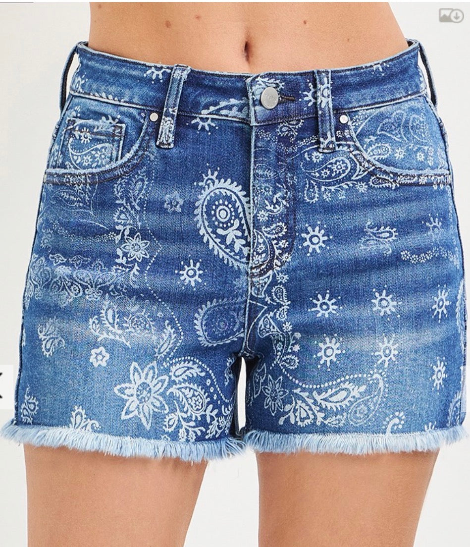 High Rise Paisley Printed Shorts