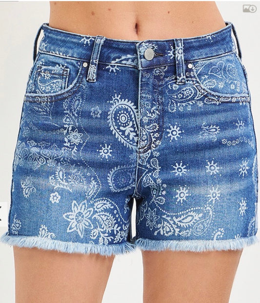 High Rise Paisley Printed Shorts
