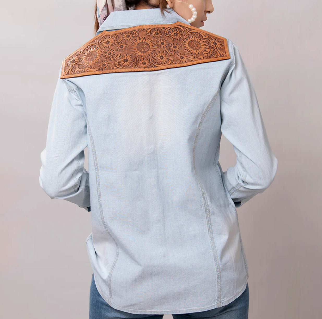 Genuine Leather Denim Shirt