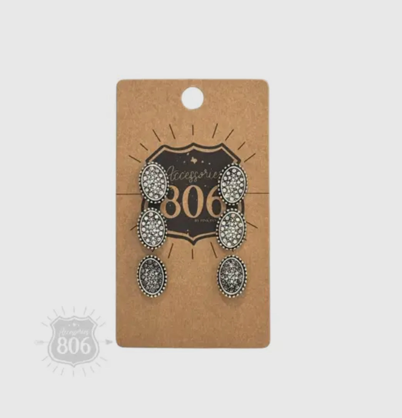 Mini Rhinestone Oval Earring Set