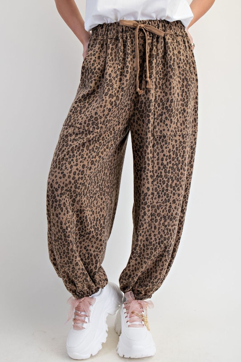 Animal Print Terry Knit Pants
