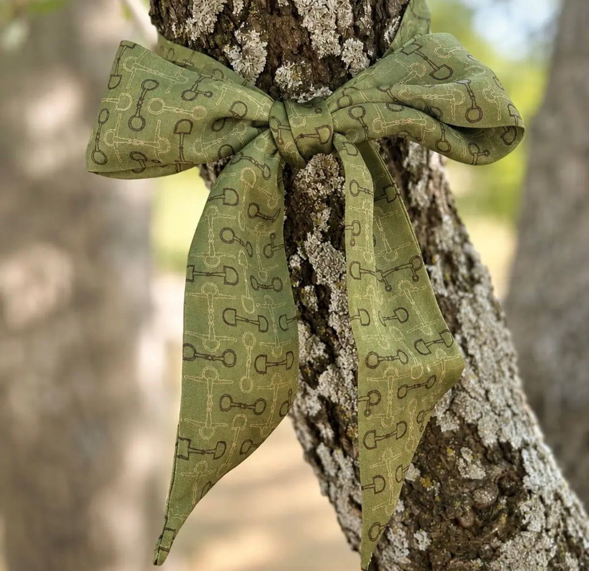 Olive Green Equestrian Bit Silk Twilly