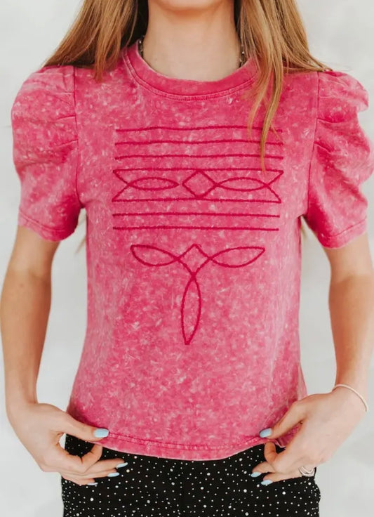 Mineral Wash Boot Stitch
Embroidered Shirt