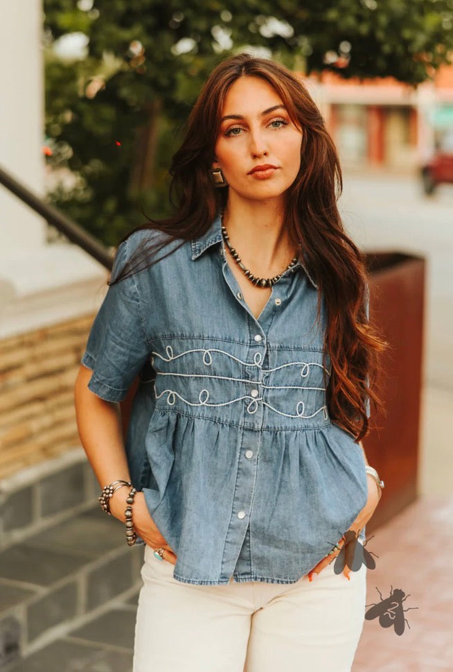 Loopty Lou Denim Top