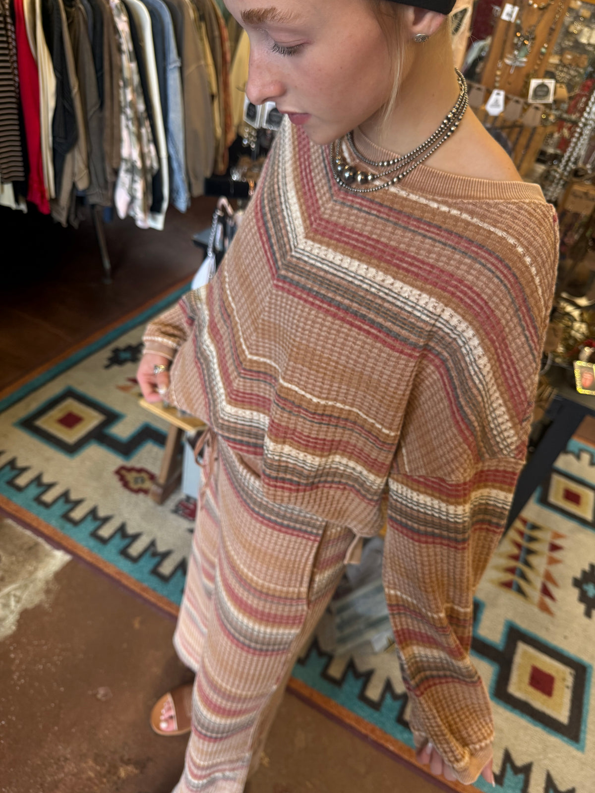 STRIPE THERMAL WASHED SET