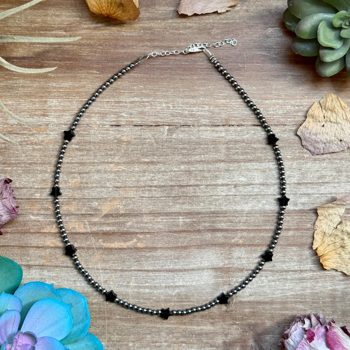 15" Black Onyx Star Necklace -
Sterling Silver Pearls
