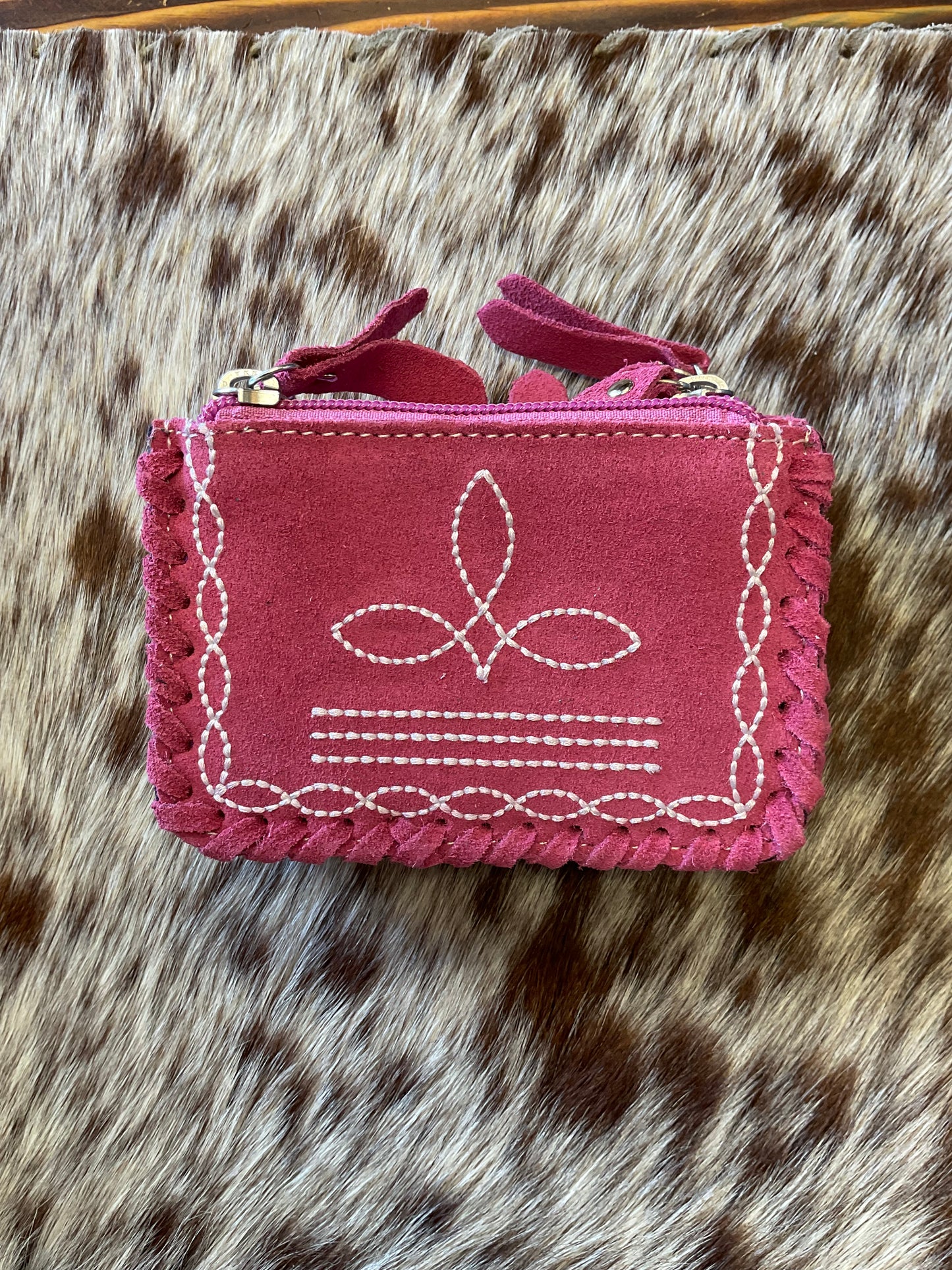 Suede Boot Stitch Coin Pouch