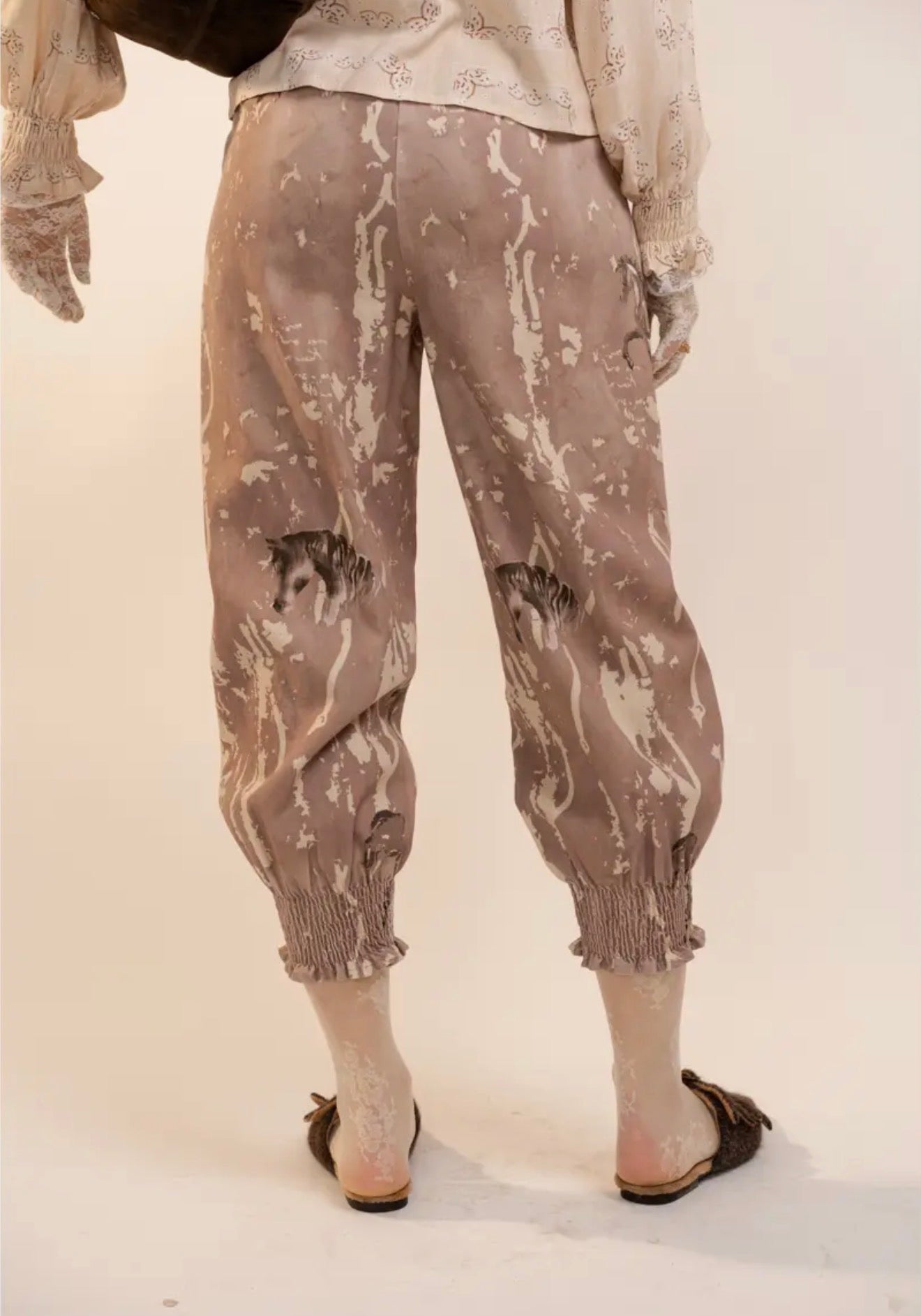 Horse Print Smocked Waist Trousers