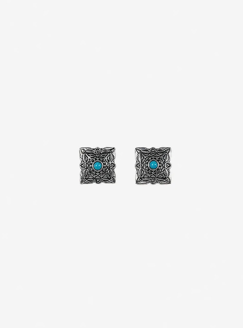 Square Concho Stud Earrings