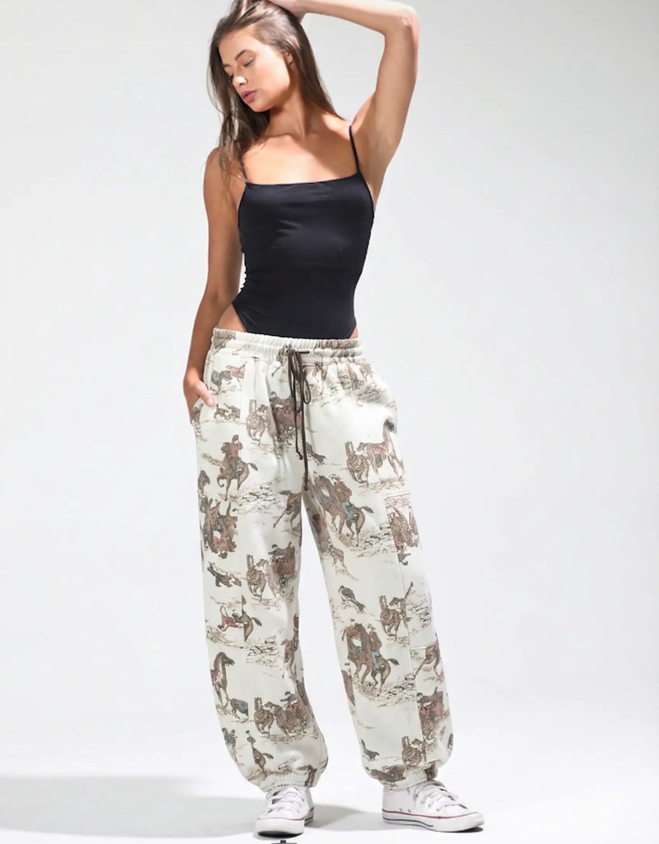 Horse Print Elastic Waist
Cuffed Sweatpants