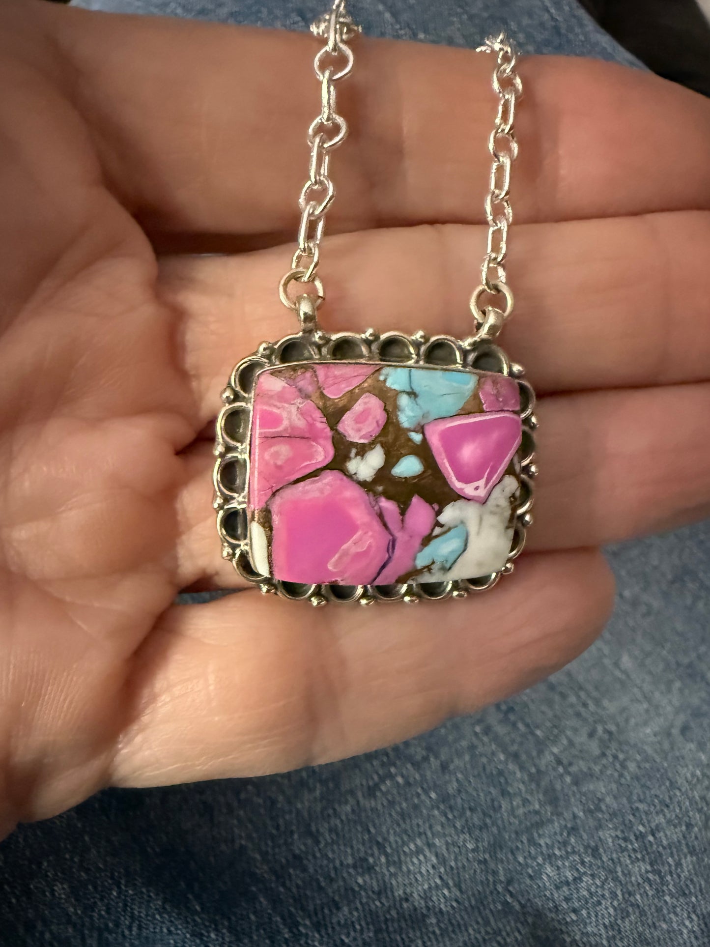 Cotton Candy Missy Square Necklace