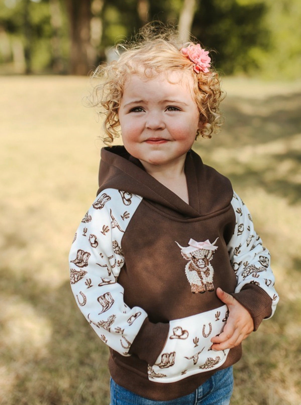 Little Miss Ranchy Highland Cow Hoodie
