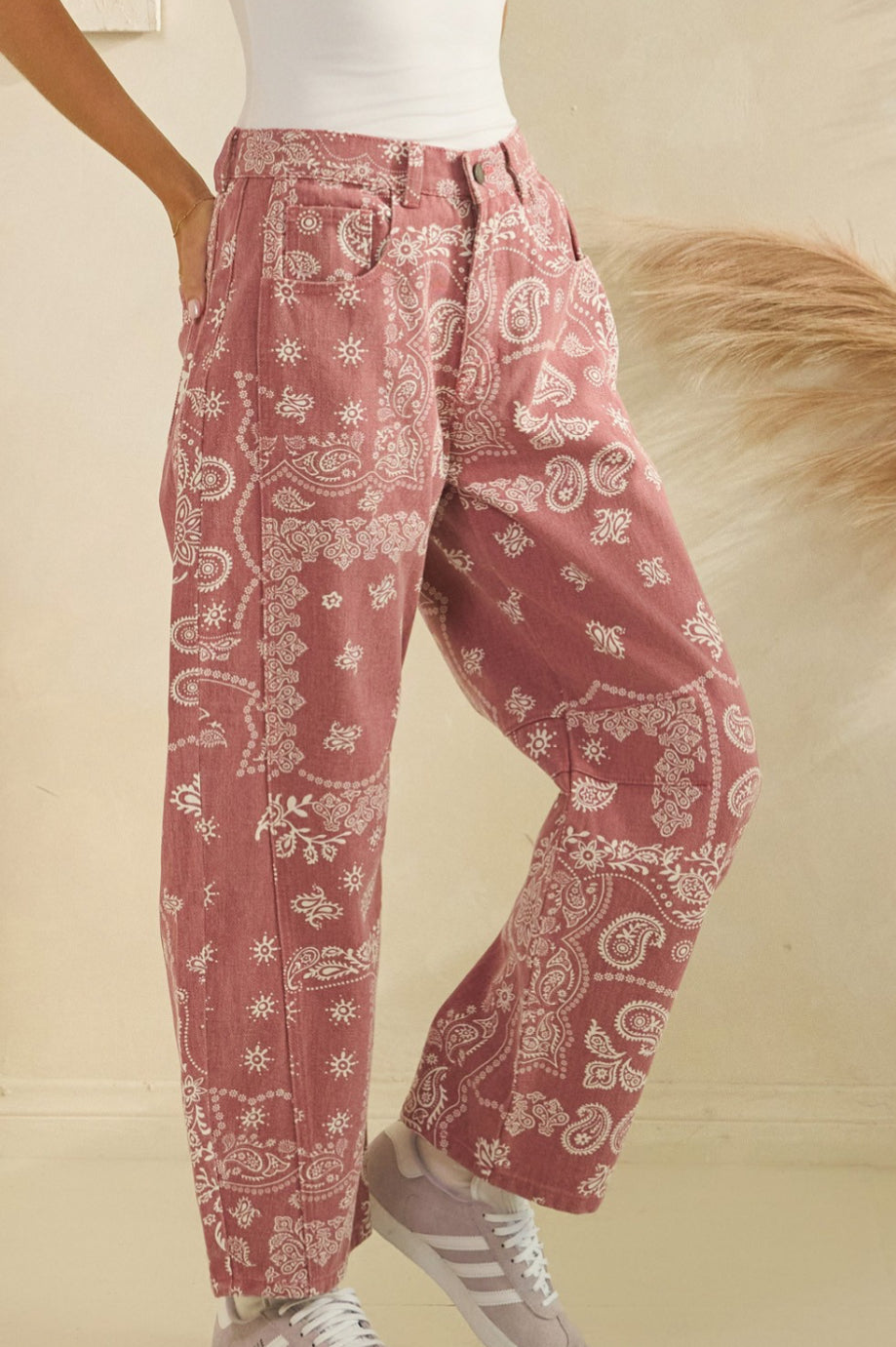 Paisley Printed Denim Pants