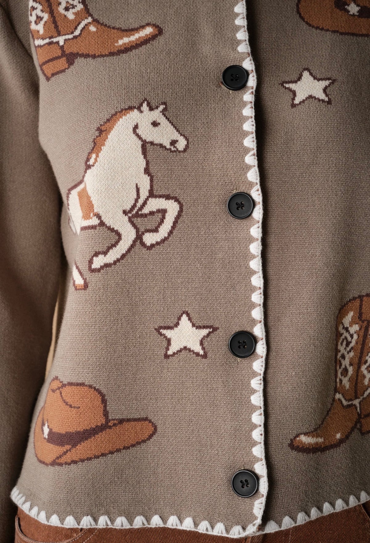 Western Horse & Cowboy
Sweater Cardigan - Sage