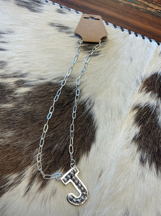 Small Oxidized Sterling Initial Necklace