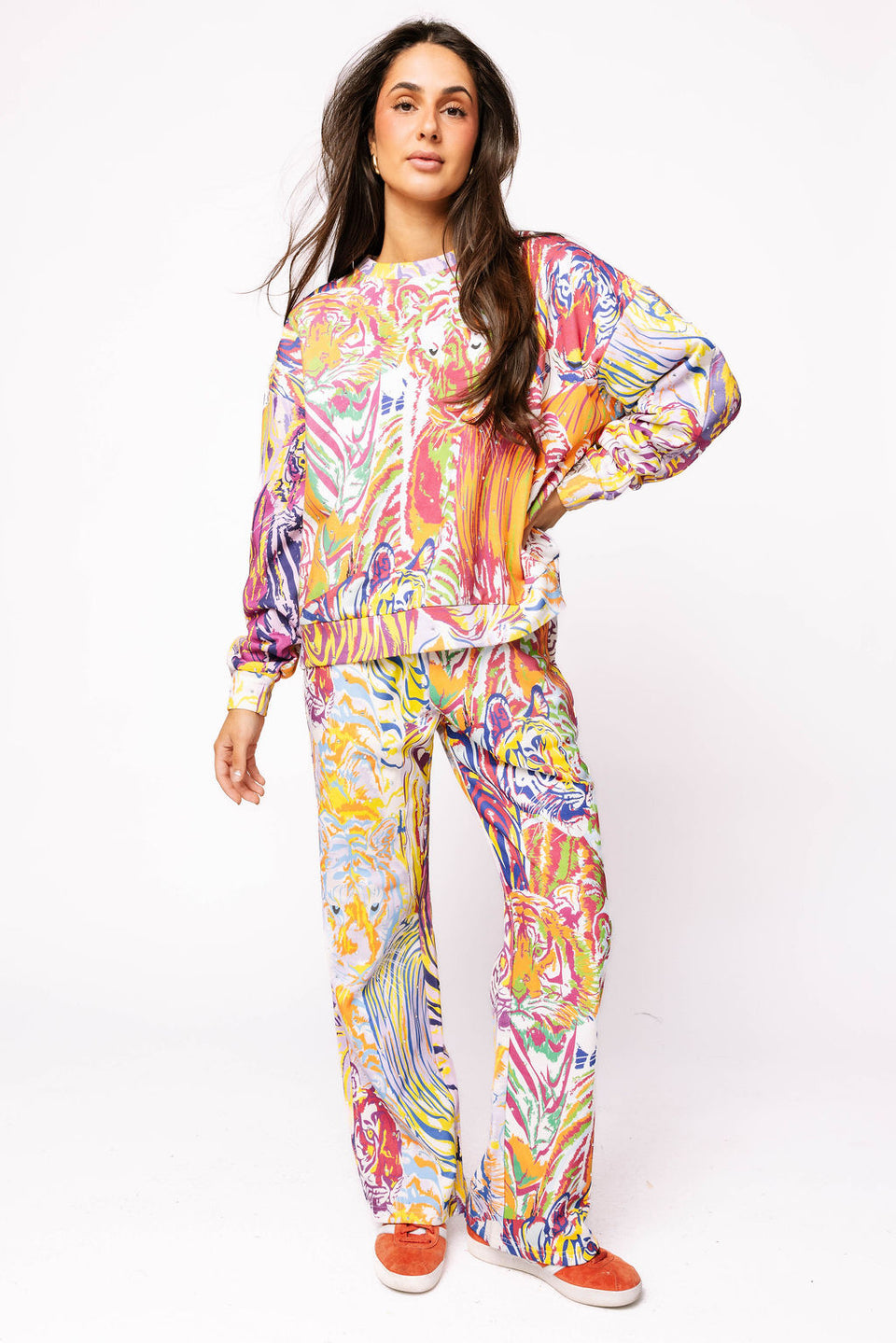 Queen Of Sparkles Rainbow Multi Abstract Tiger Sweatshirt OR Sweatpant