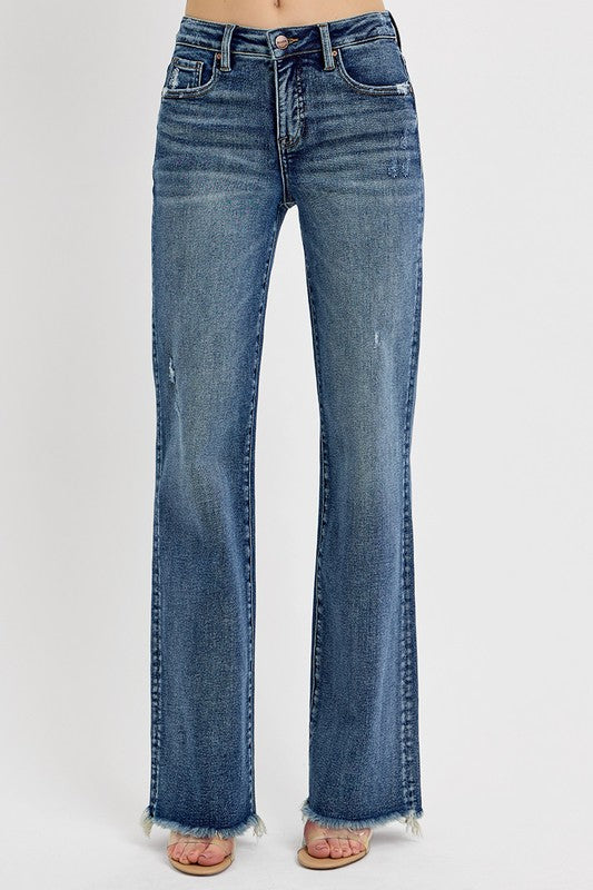 Risen Tummy Control High Rise Long Straight Jeans