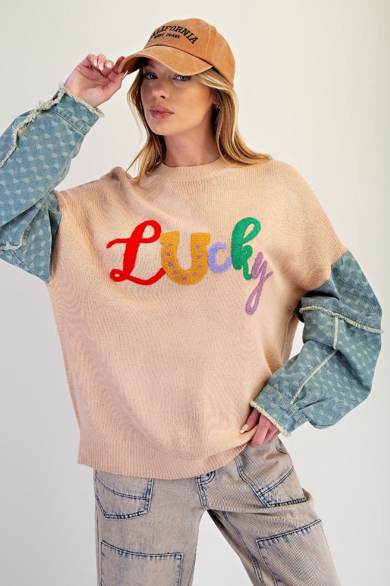 LUCKY LETTER KNITTED SWEATER