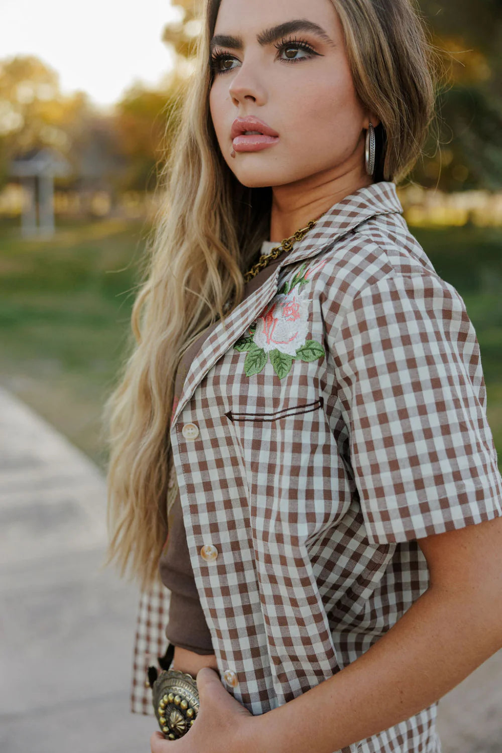 WESTERN GINGHAM BLOUSE by Rodeo Quincy
