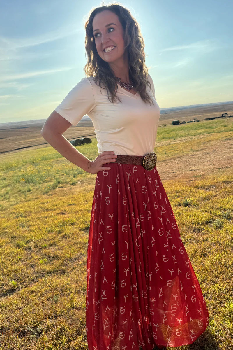 RED DIRT BRANDED MAXI SKIRT