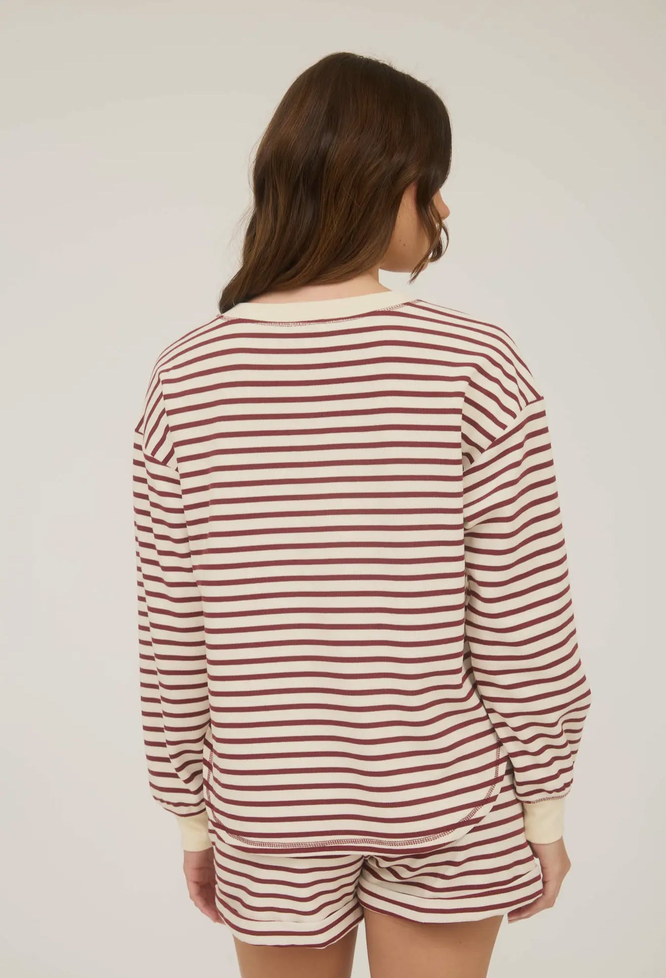 Stripe Henley Snap Button Long Sleeve
Knit Top