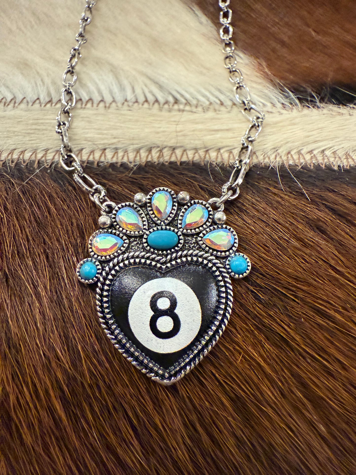 8 Ball Heart Necklace