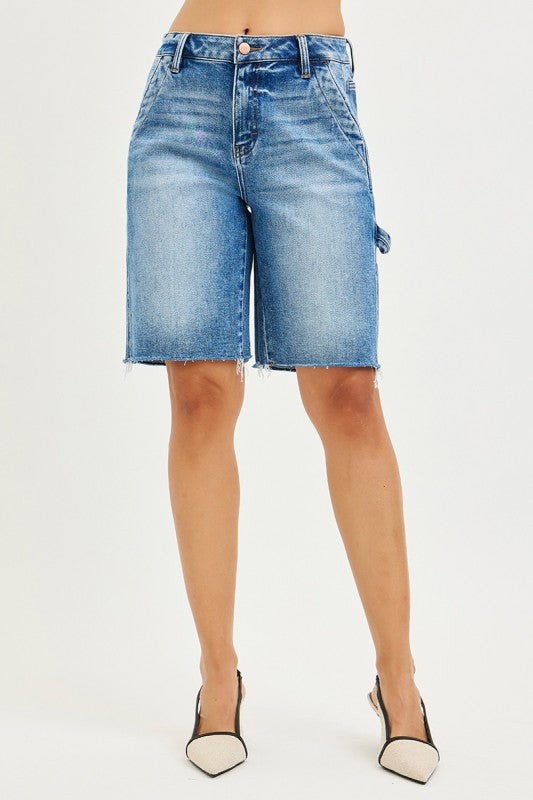 Risen High Rise Bermuda Shorts with Side Tab
