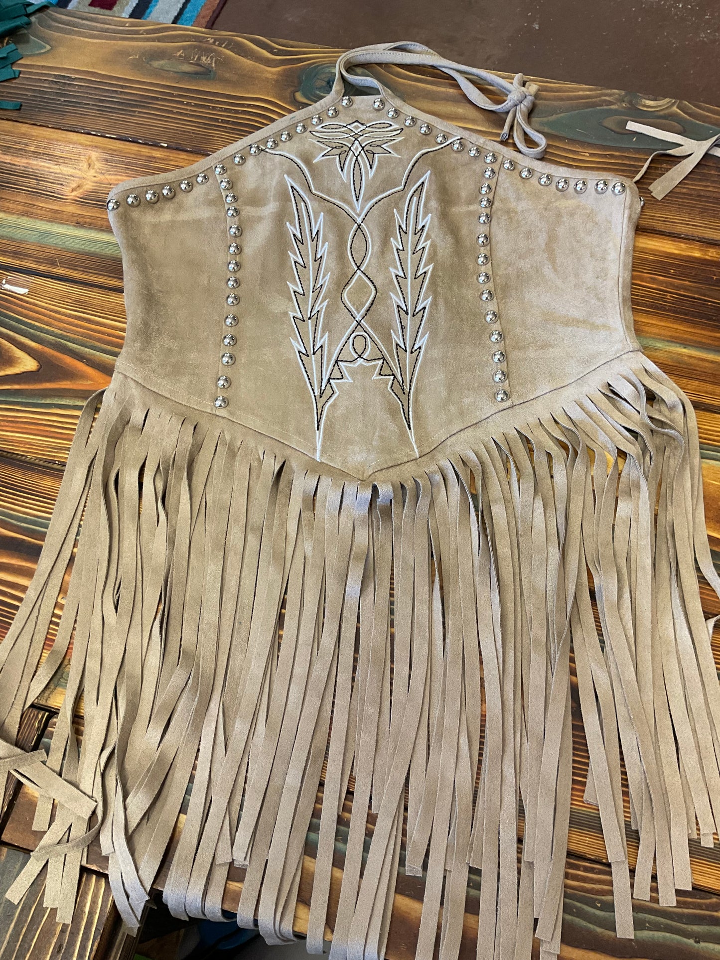 Suede Fringe Halter Tops