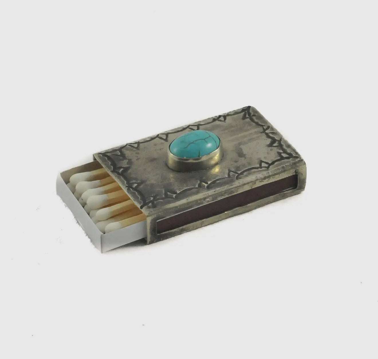 Small Stamped Matchbox w/ Turquoise