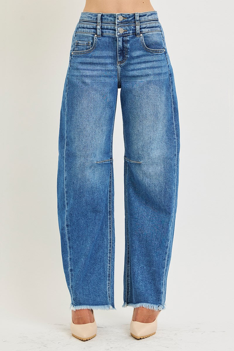 Risen Double Waistband Barrel Jeans