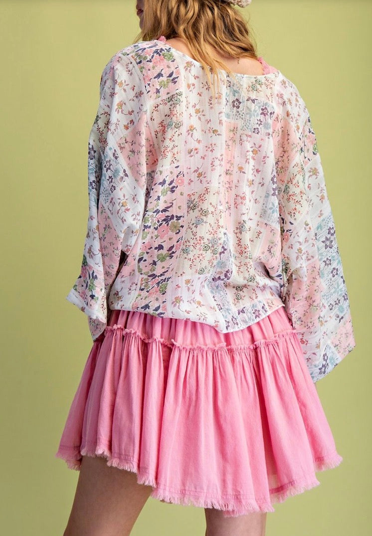 Dolman Printed Tie Top