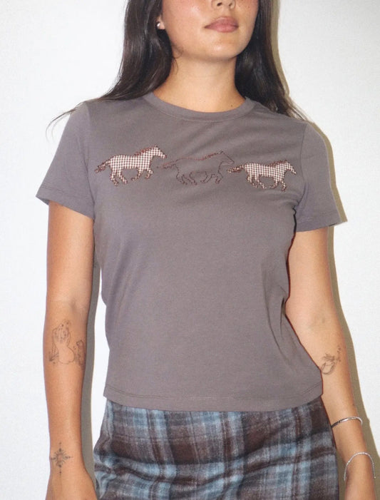 Galloping Horse Tee - Charcoal