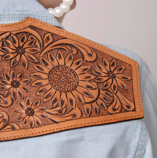 Genuine Leather Denim Shirt