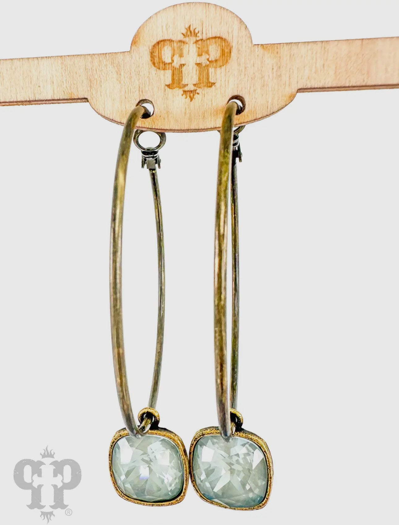 Austrian Square Crystal Hoop
Earring, 12mm