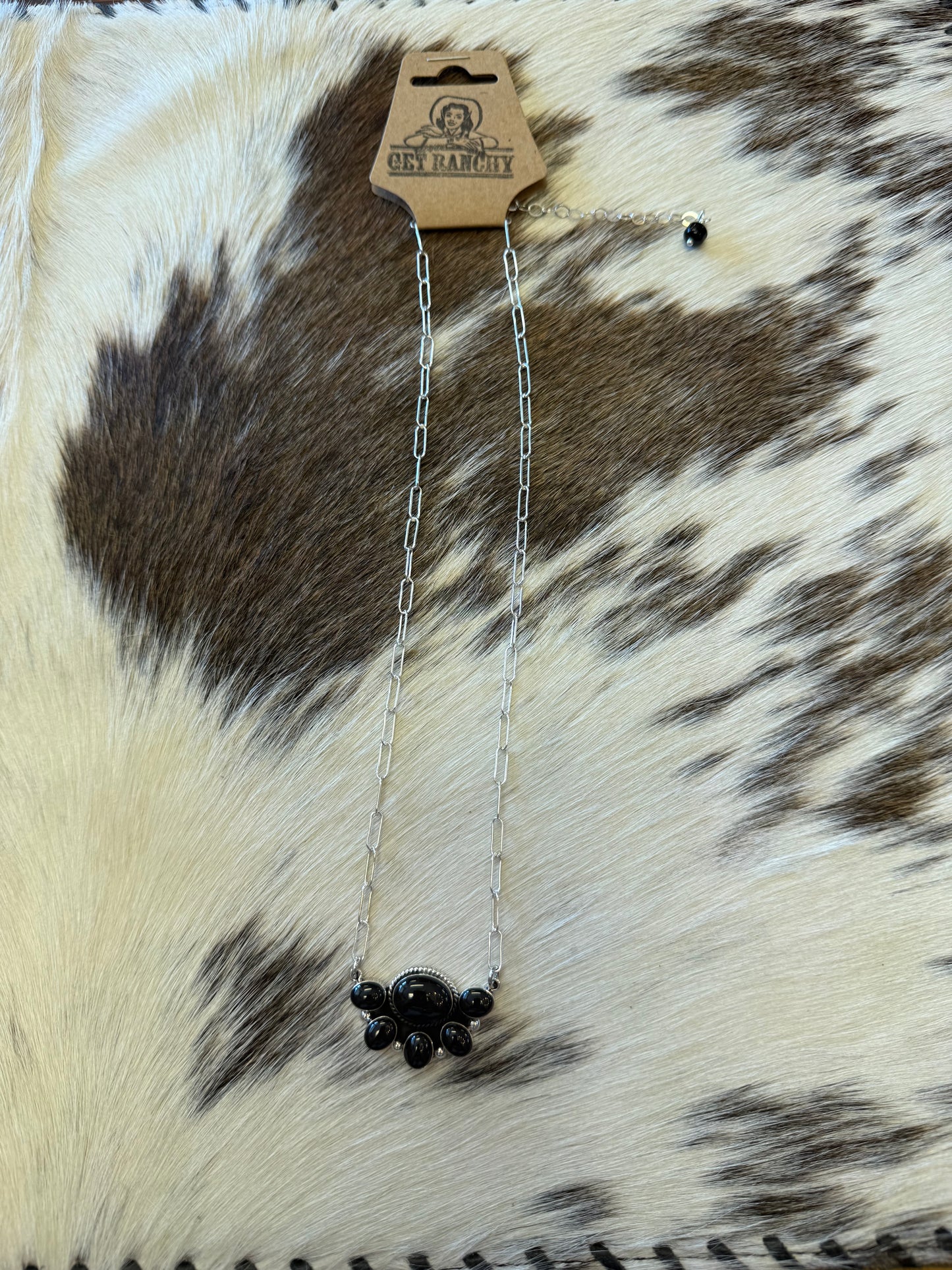 Black Onyx Cluster Necklace