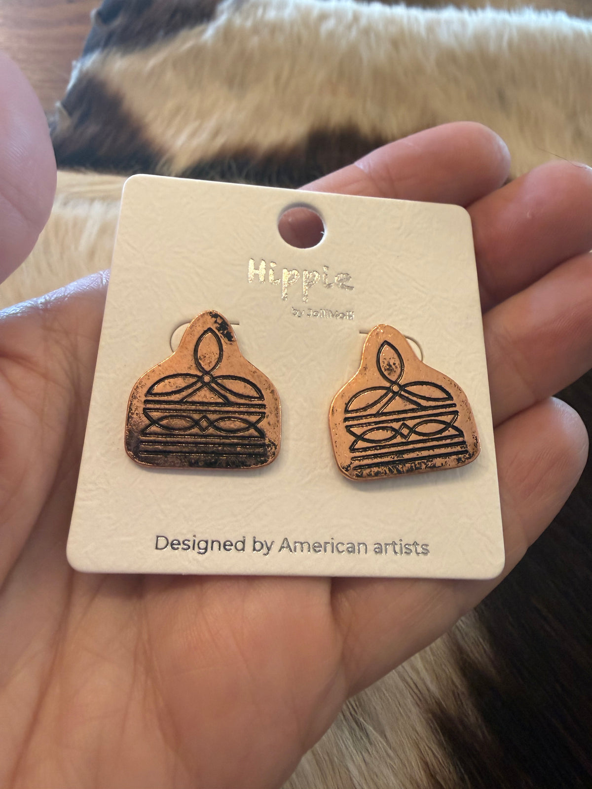 Boot Stitch Tag Earrings