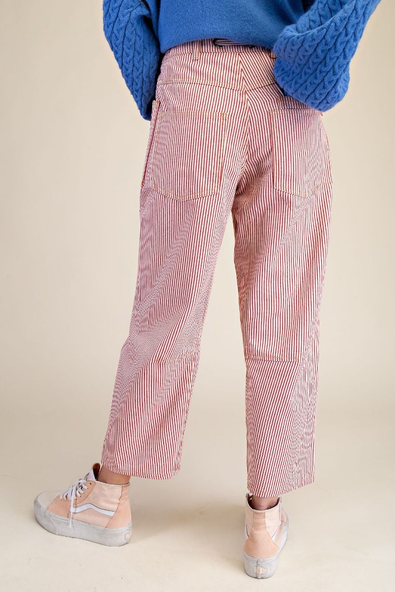 STRIPED WASHED TWILL PANTS