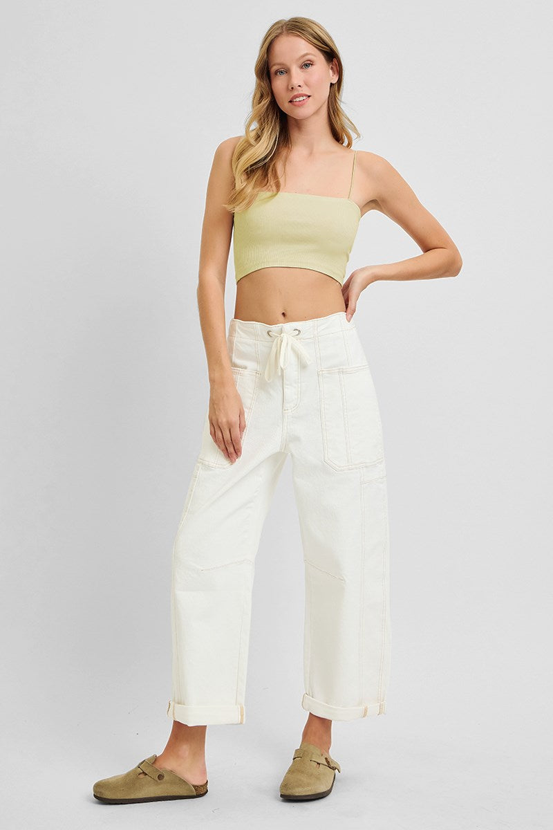 Risen Cream Cargo Barrel Pants