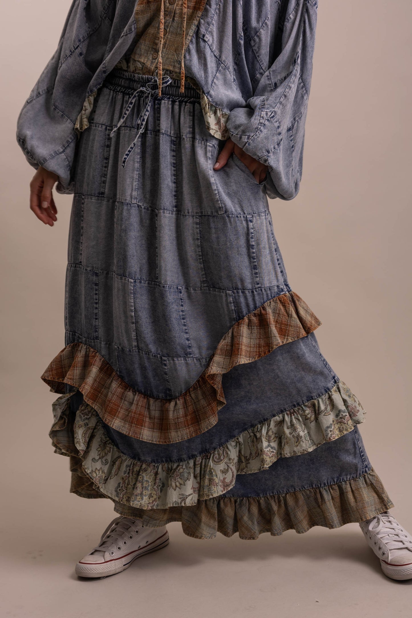 Denim Tiered Ruffle Skirt OR Top