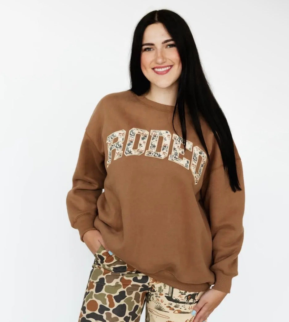 BROWN CACTUS COWBOYS RODEO SWEATSHIRT